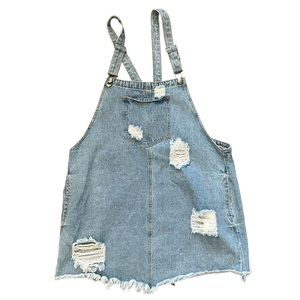 Distressed overall dress